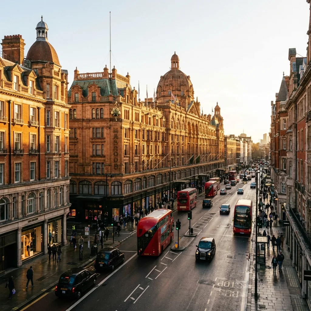 Knightsbridge luxury shopping district and Hyde Park views