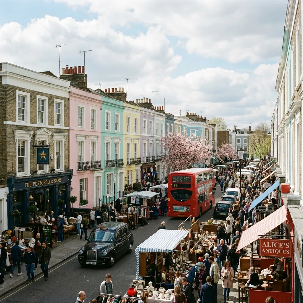 Notting Hill colorful Victorian houses and charming streets