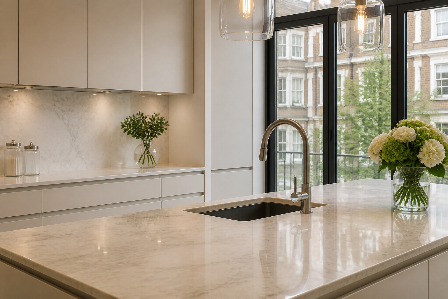 Illustrative London kitchen prepared to a detailed clean standard