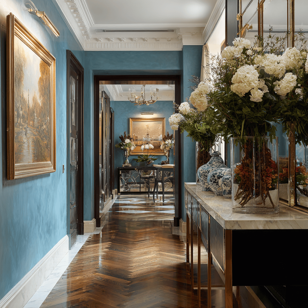 Modern living space with immaculate glass surfaces and furniture